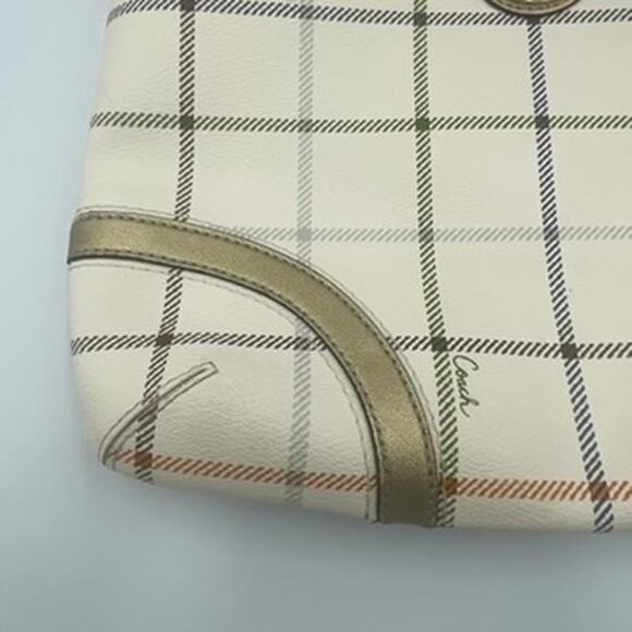 Coach Peyton Tattersall File Crossbody Bag Purse Plaid White Multicolor - Picture 3 of 9